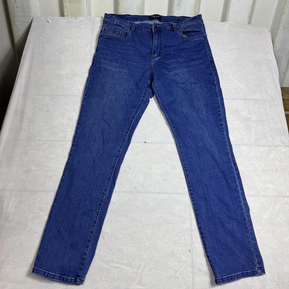 Kenneth Cole Mens Straight Fit Jeans Blue Denim Comfort Outdoor 5-Pocket 36x34